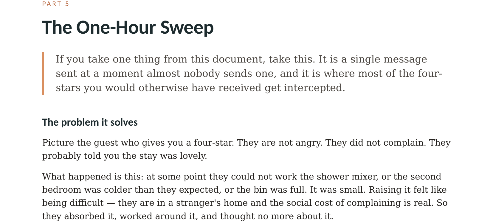 The opening of the One-Hour Sweep chapter